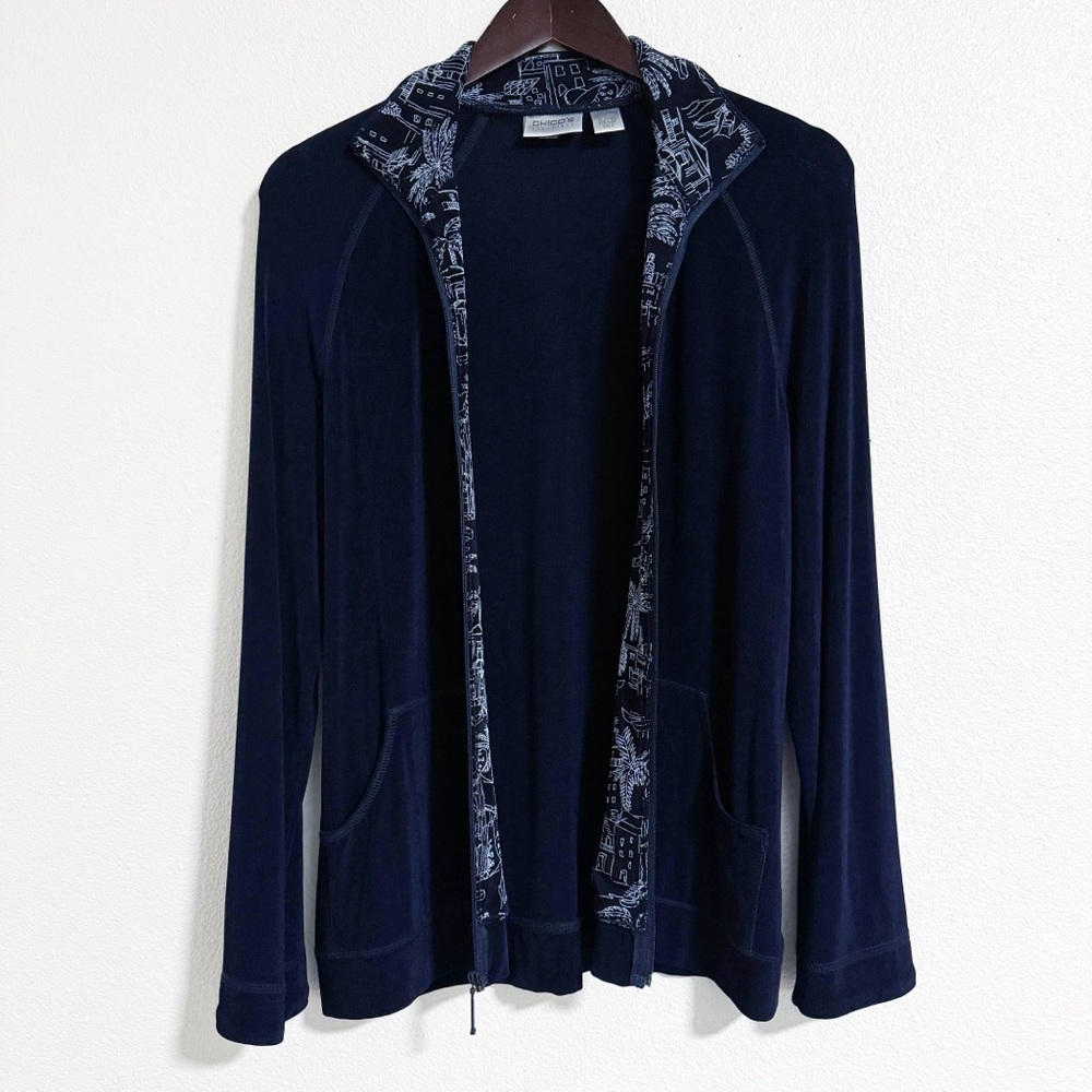Chicos Travelers Stretch Knit Lightweight Jacket - Picture 7 of 12